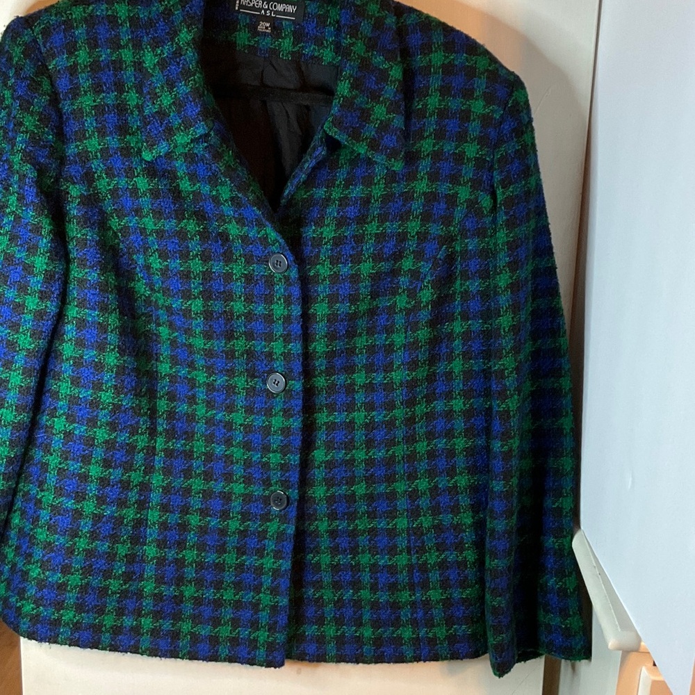 Kasper & company Women's Plaid Blazer in Green and Blue